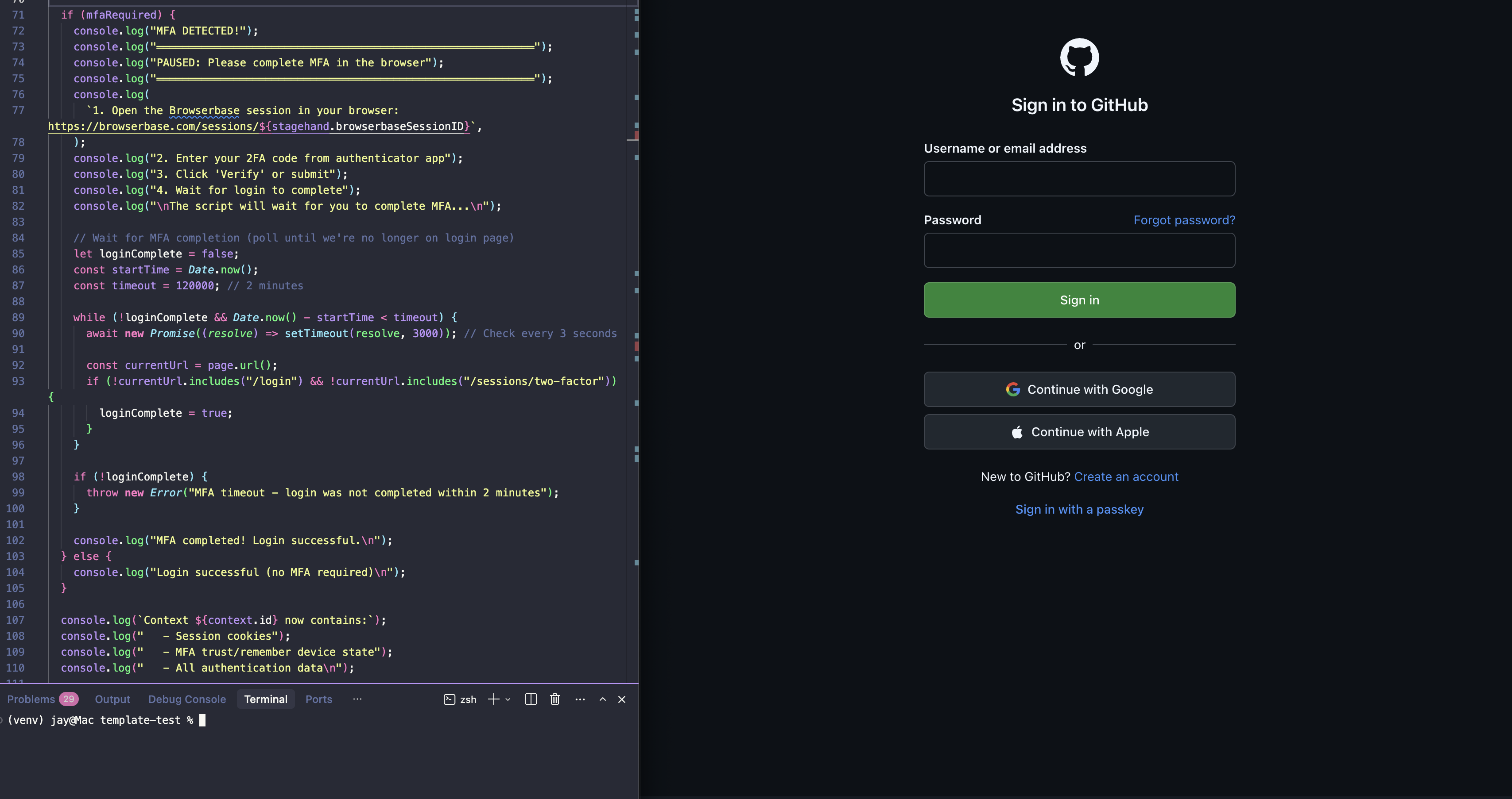 Manual MFA with Browserbase Contexts